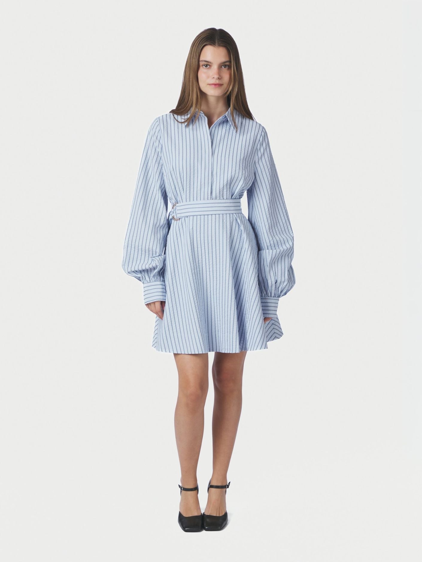 FELICE STRIPED CREPE DRESS