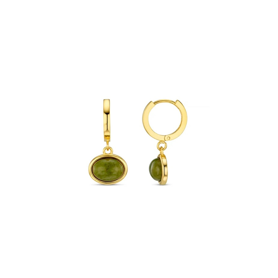 Green Jade Micro Hoop Earrings