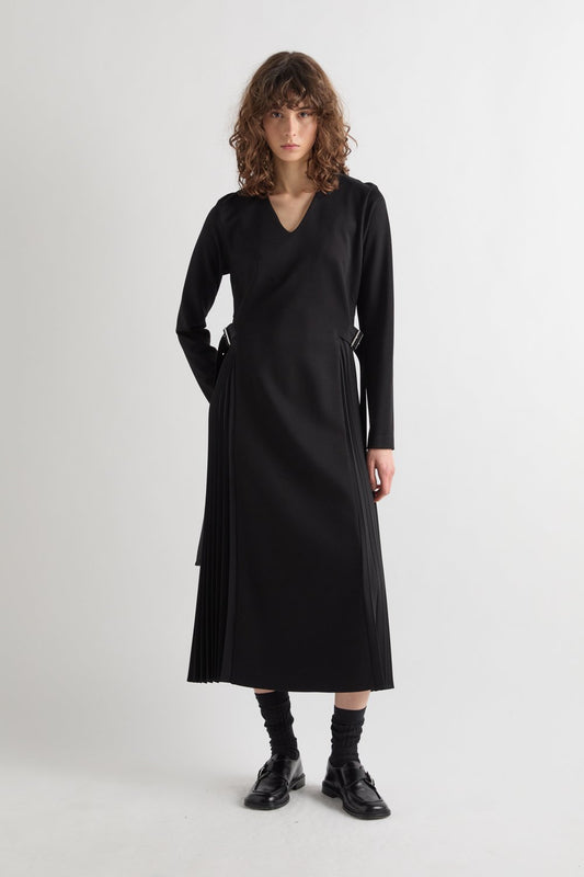 PLEATED PANEL MIDI DRESS