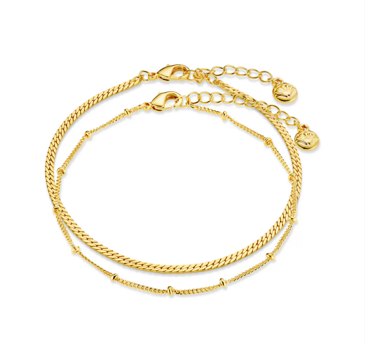 Satellite and Flat Curb Bracelet Duo