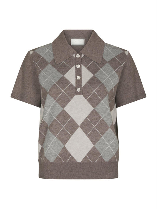 GIA CHECK KNIT BLOUSE