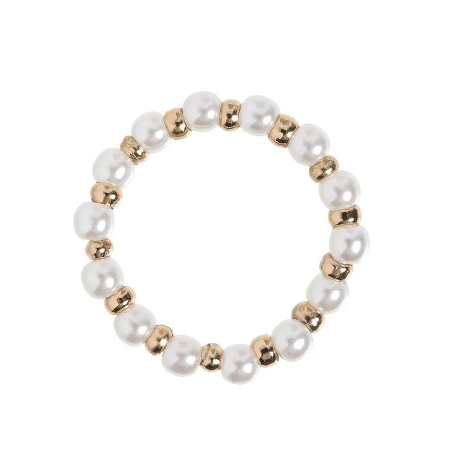 PEARL AND GOLD BEAD RING