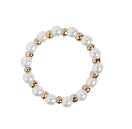 PEARL AND GOLD BEAD RING