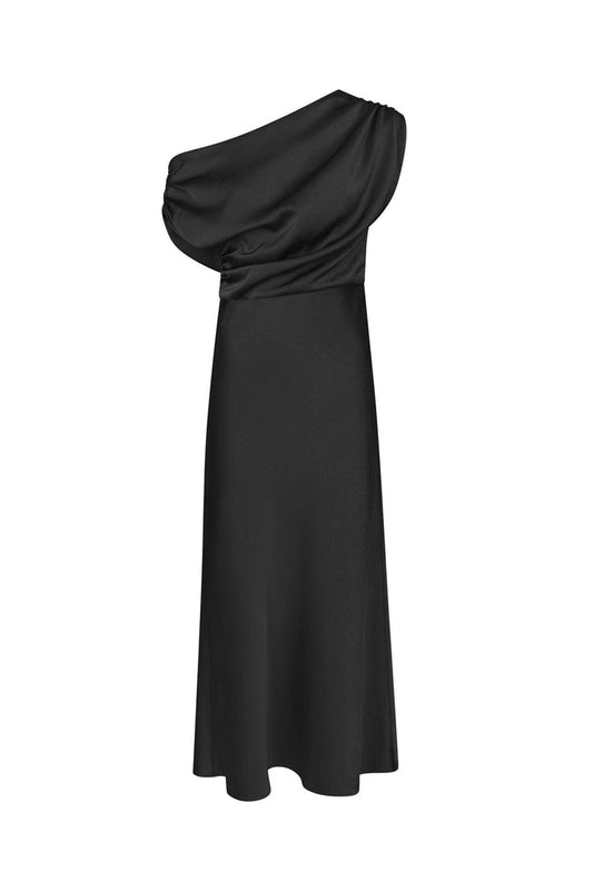 LILITH HEAVY SATEEN DRESS BLACK