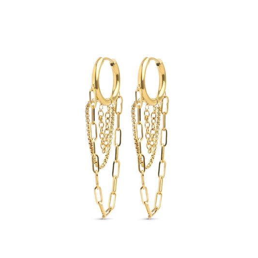 Avel - Chain Hoop Earrings Stainless Steel - Gold