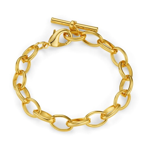 OVAL LINK T-BAR DROP BRACELET