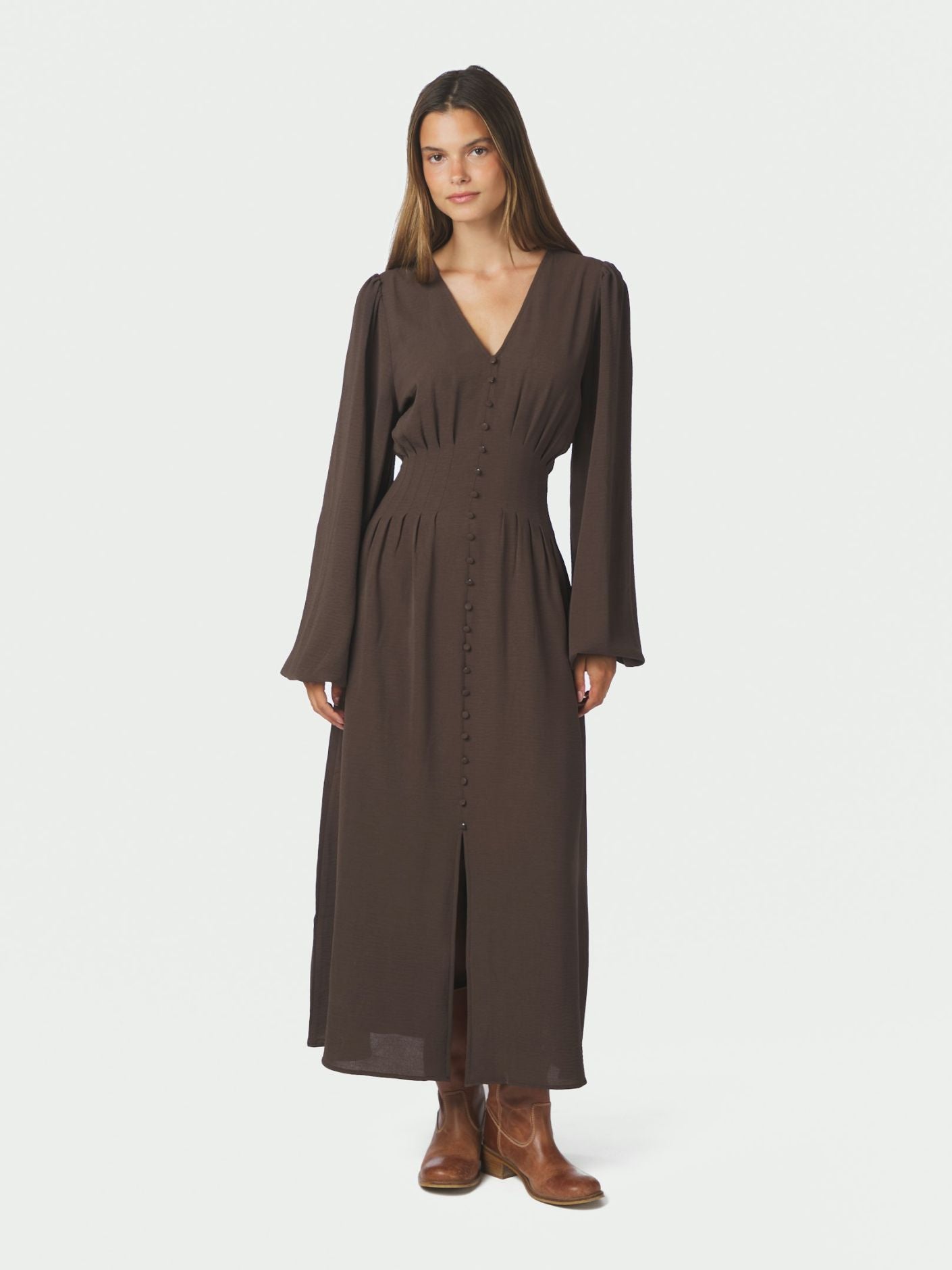 ANNELIE SOLID CREPE DRESS