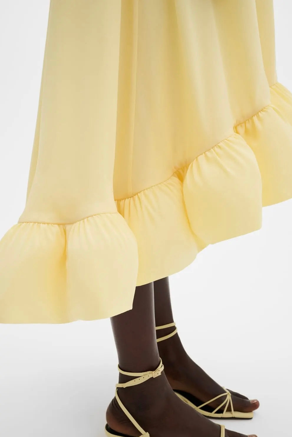 SABRINA HALTERNECK RUFFLED MIDI DRESS