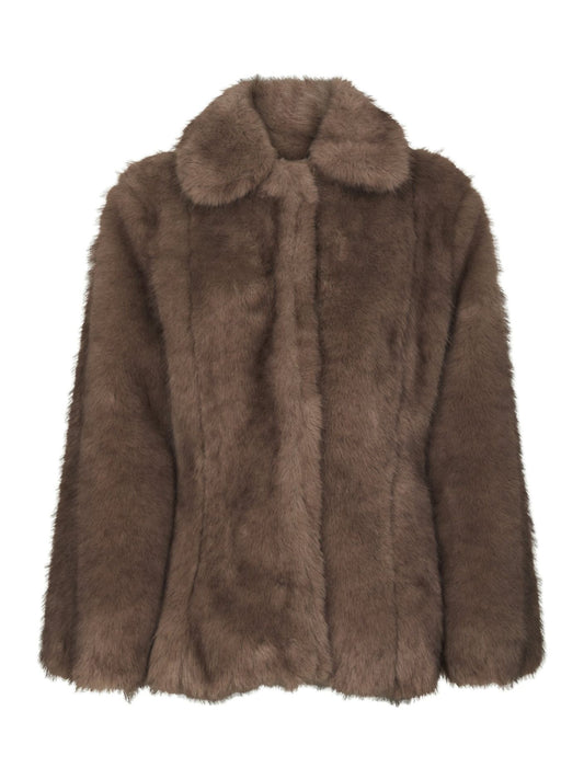 ARIELLA FAUX FUR PEPLUM JACKET