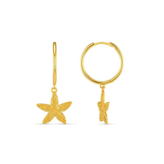 Starfish Drop Mid-Size Hoop Earrings