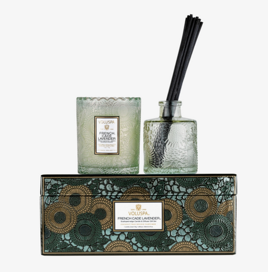 Scalloped Candle & Diffuser Gift Set - French Cade