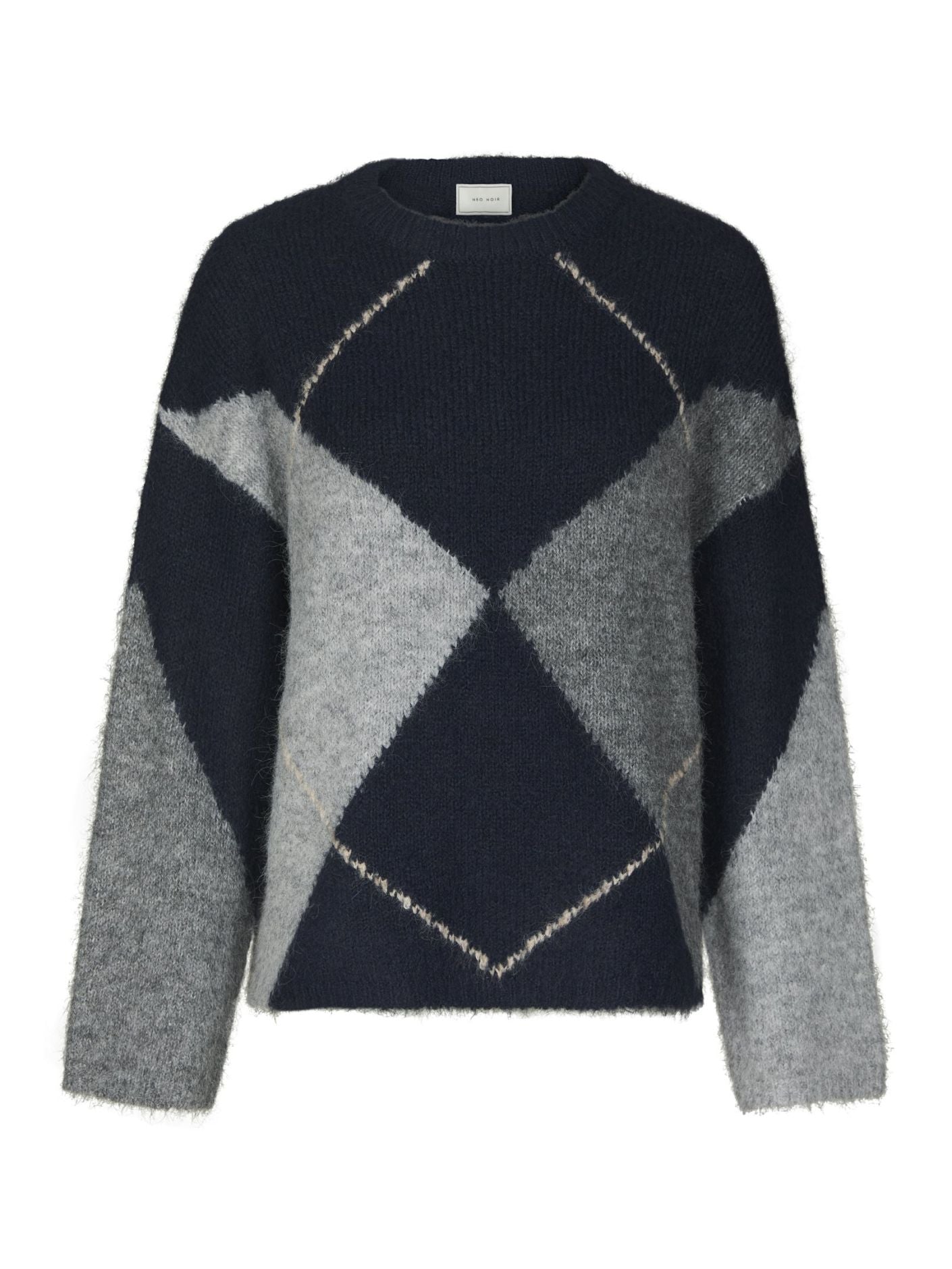 INGA CHECK FLUFF KNIT BLOUSE
