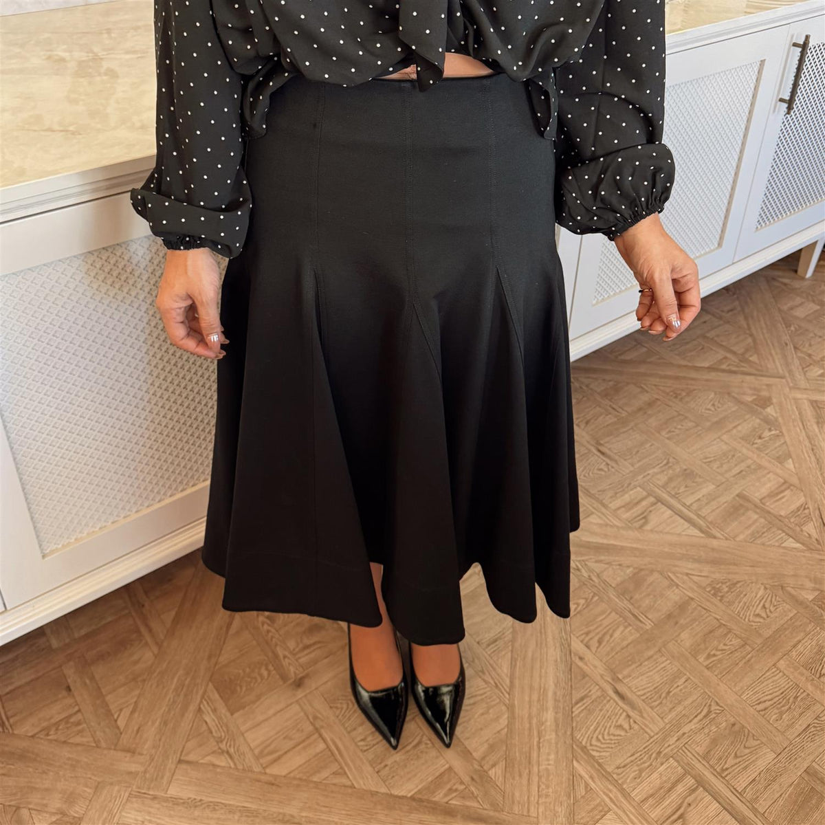 PANELLED MIDI SKIRT