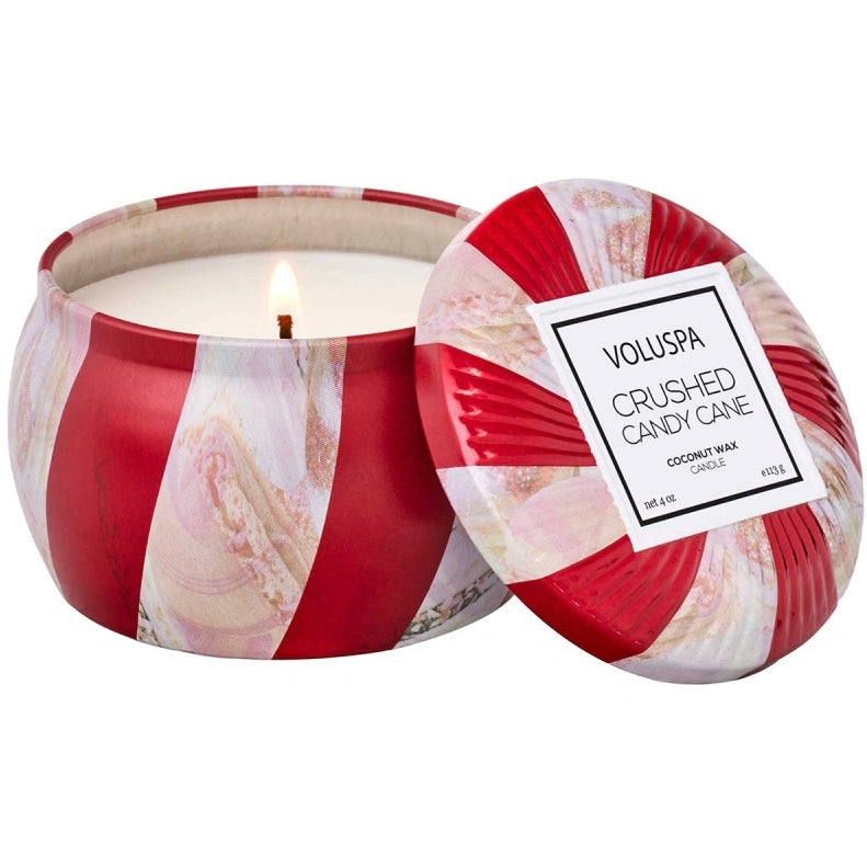 Mini Tin Candle 25tim Crushed Candy Cane