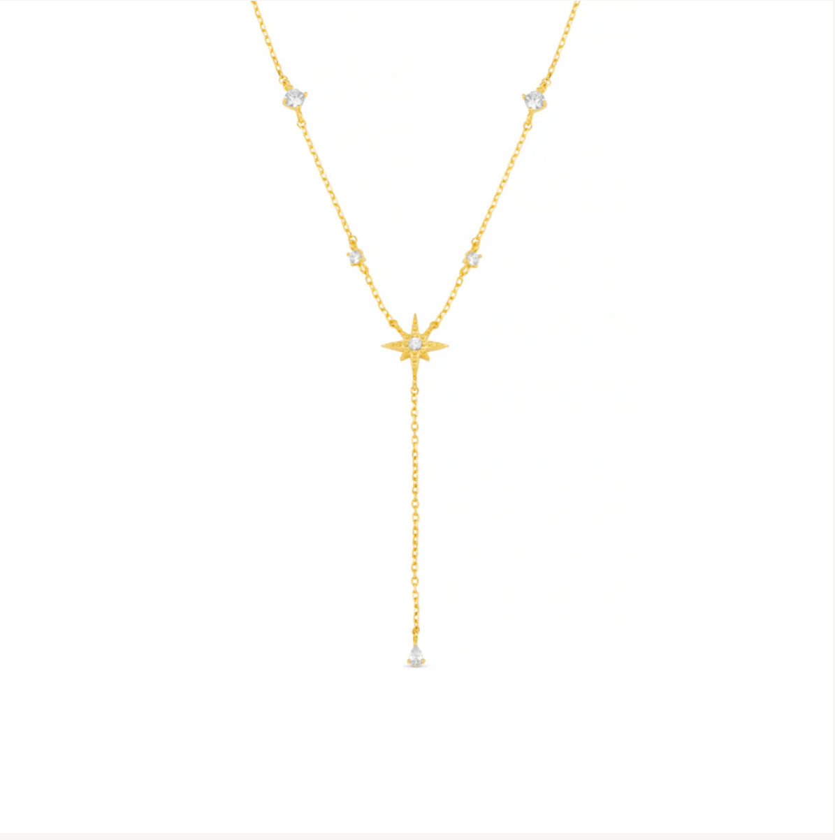 Crystal & Starburst Fine Lariat Necklace