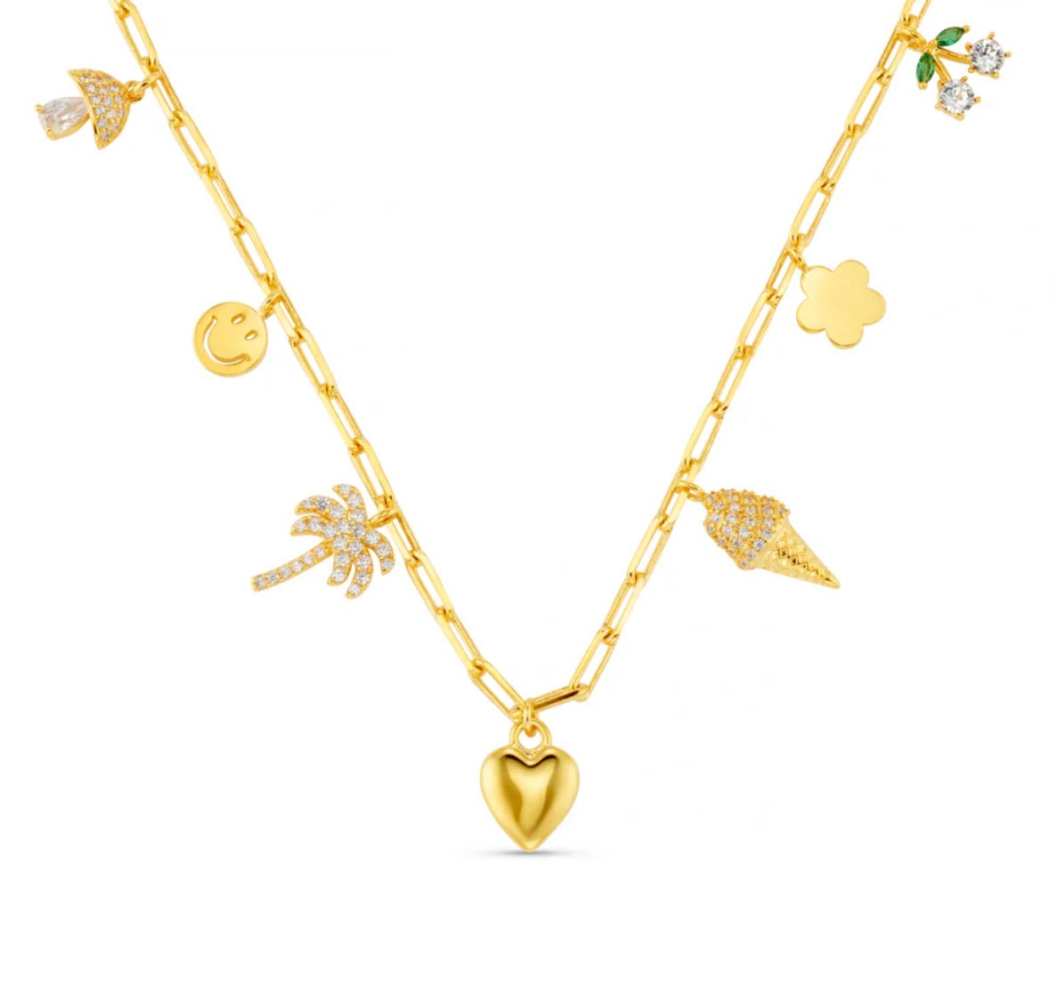 Mixed Eclectic Pavé Charm Necklace
