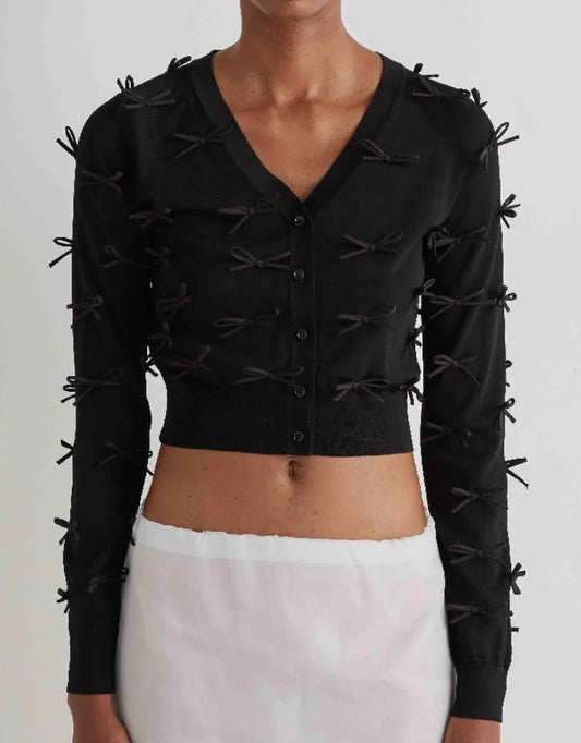 CARDIGAN CORTO CON FIOCCHI APPLICATI