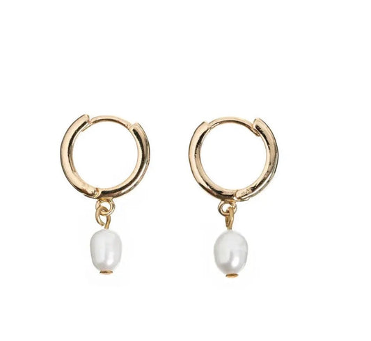 PEARL SMALL HOOP EARRINGS