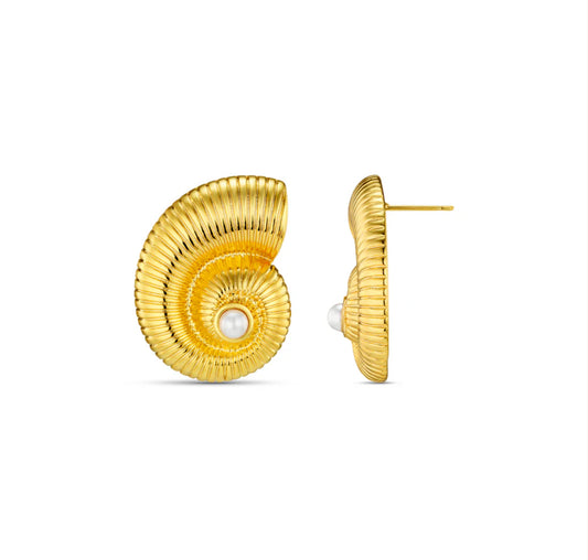 Textured Ammonite Statement Studs