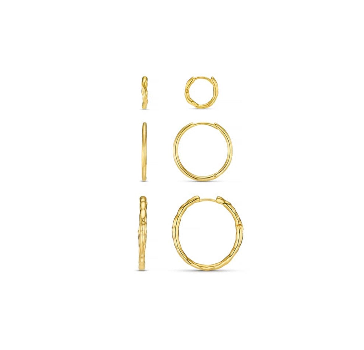 Mixed Textured Hoop Ear Stacking Set