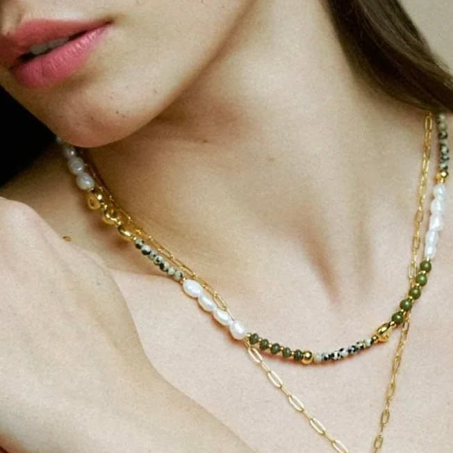 Mixed Semi-Precious & Pearl Beaded Necklace