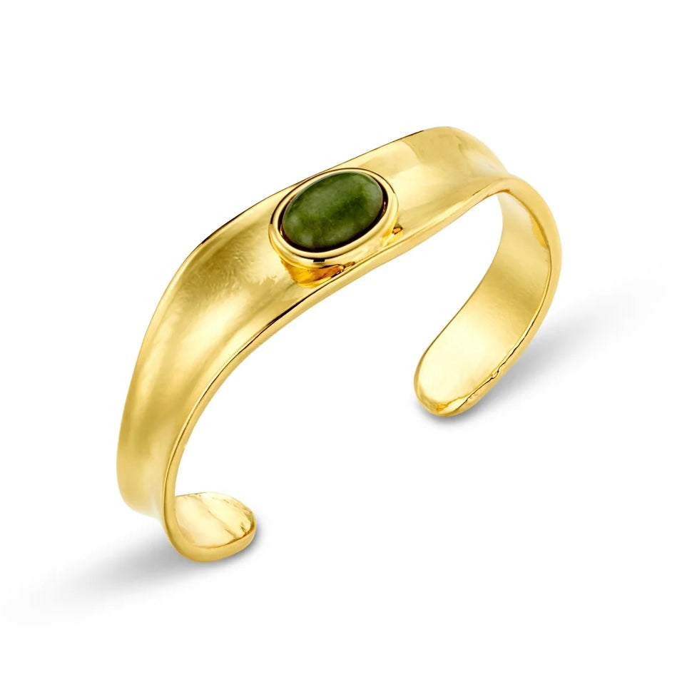 Organic Semi-Precious Green Jade Cuff