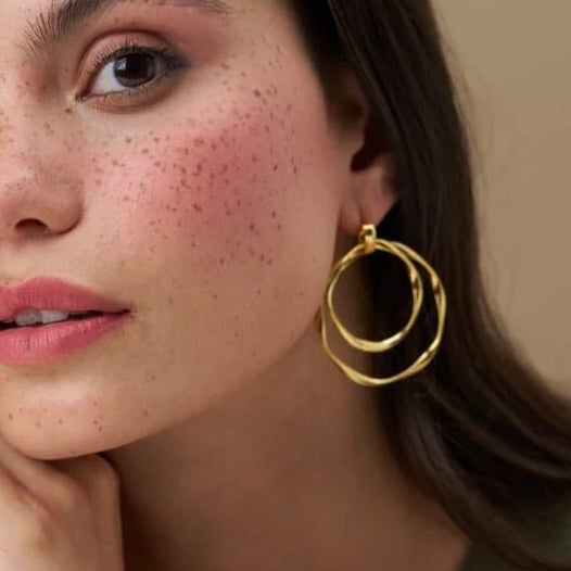 Ribbon Double Hoop Earrings