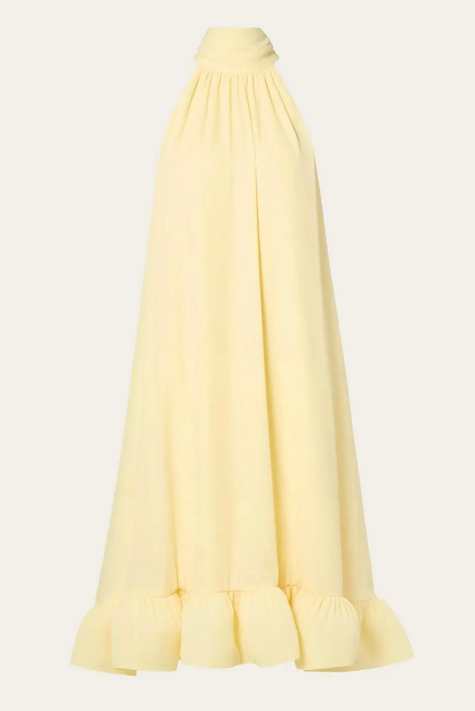 SABRINA HALTERNECK RUFFLED MIDI DRESS