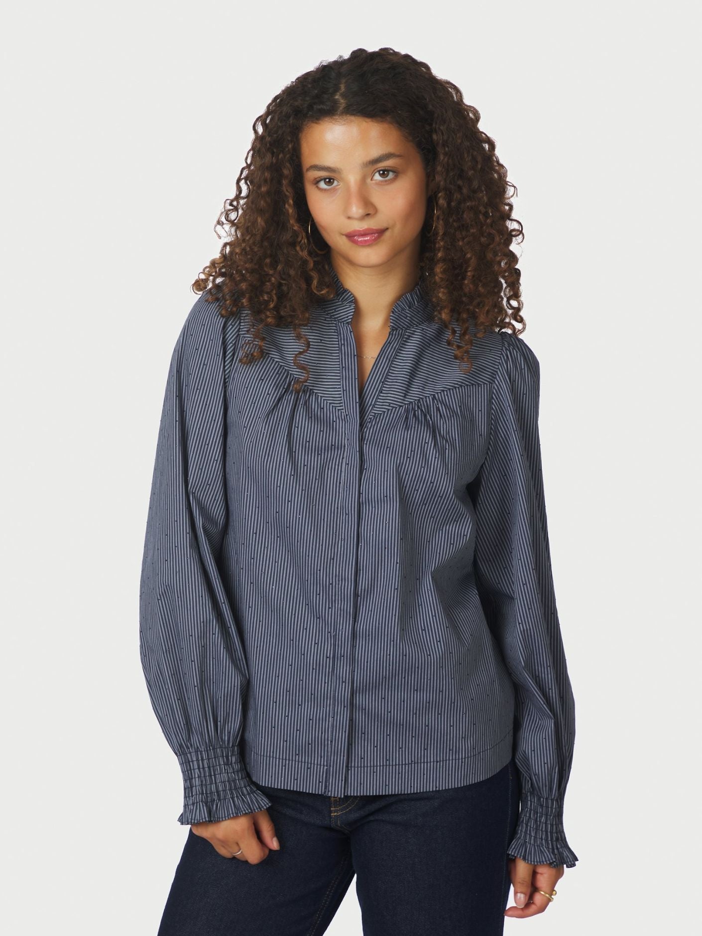 ASTRIDA STRIPE STONE BLOUSE