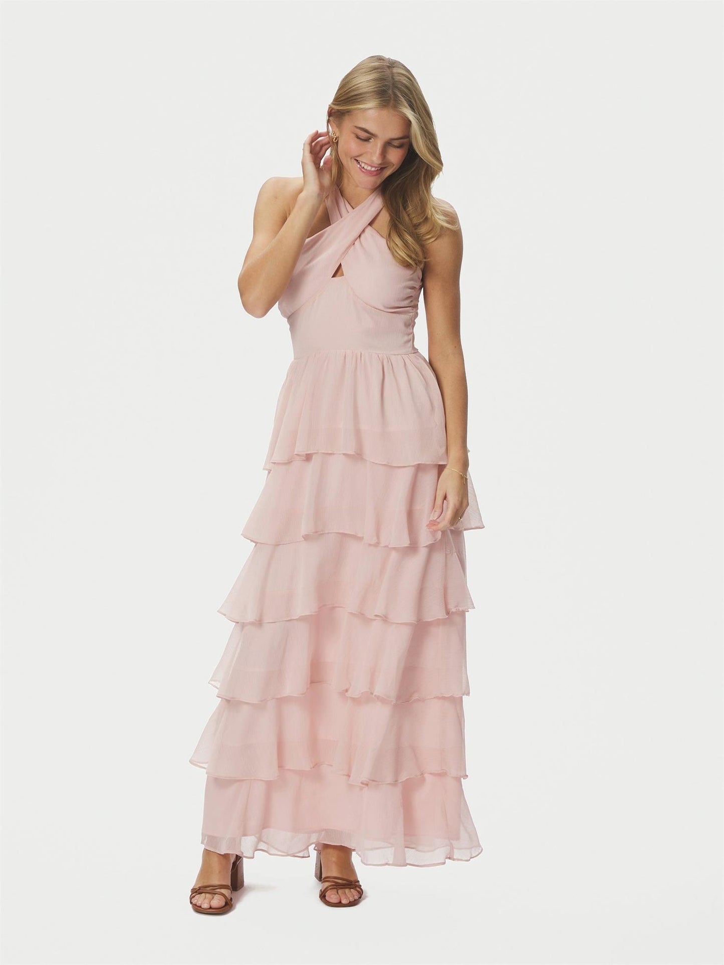 CLEONI SOLID CHIFFON DRESS