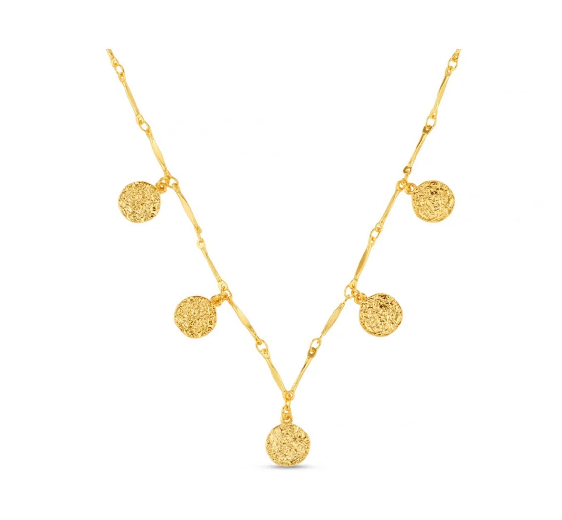 Mini Molten Coin Charm Necklace