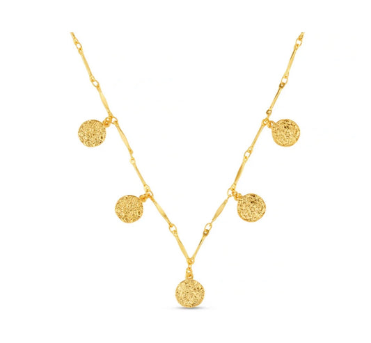 Mini Molten Coin Charm Necklace