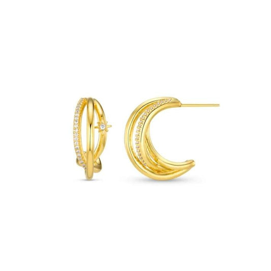 Pavé Illusion Mid-Size Hoop Earrings