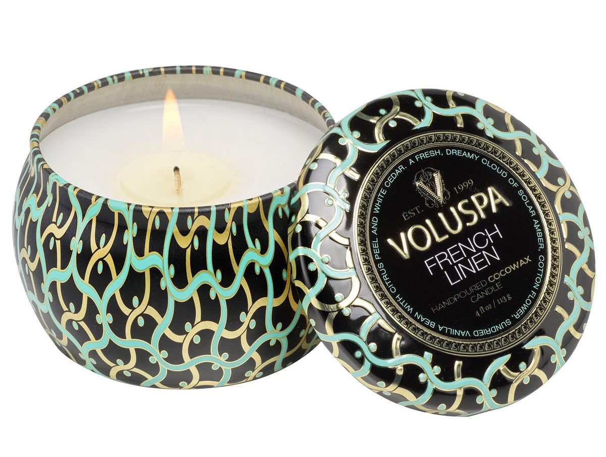 MINI TIN CANDLE 25TIM FRENCH LINEN