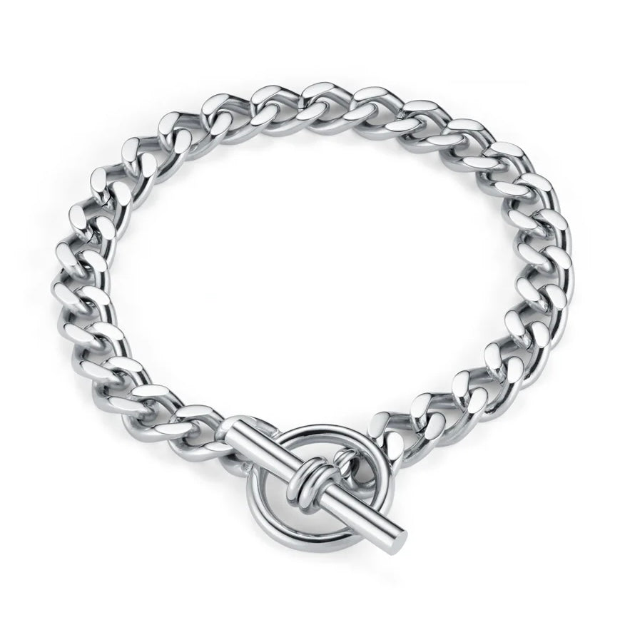 LUXE FLAT CURB T-BAR BRACELET