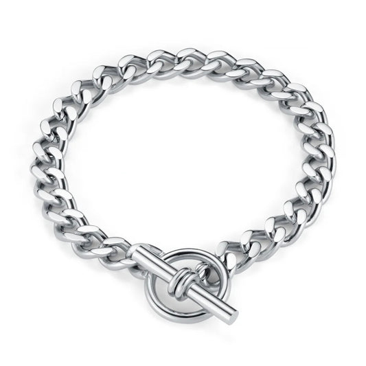LUXE FLAT CURB T-BAR BRACELET