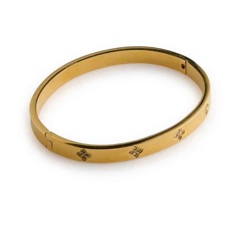 Liv - Crystal Clover Bangle Bracelet