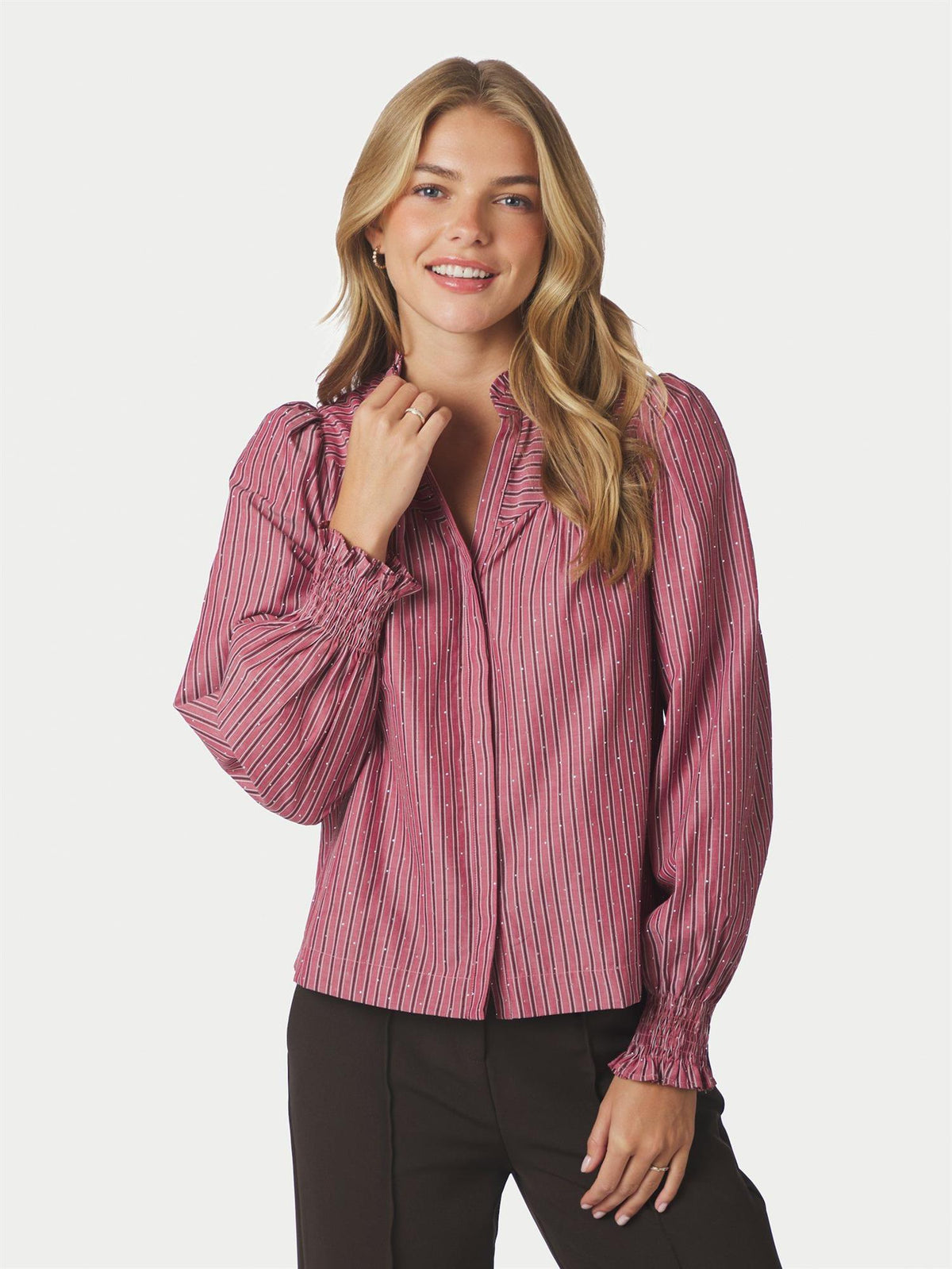 ASTRIDA SOFT STRIPE STONE BLOUSE