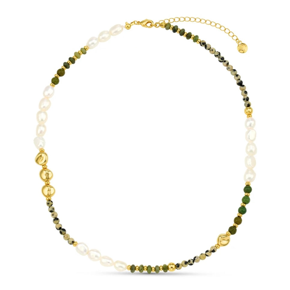 Mixed Semi-Precious & Pearl Beaded Necklace