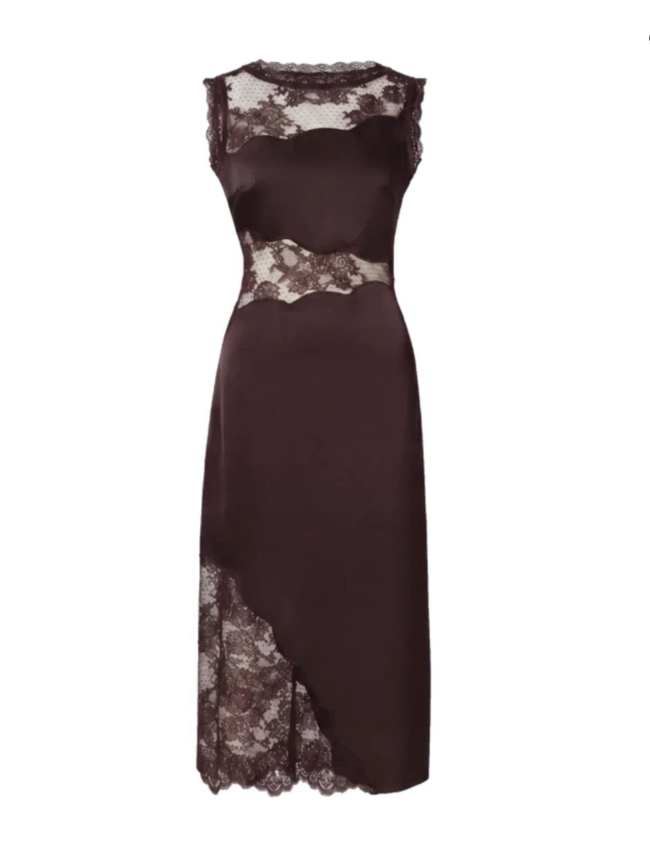 Desire Lace Trimmed Cut Out Midi Dress
