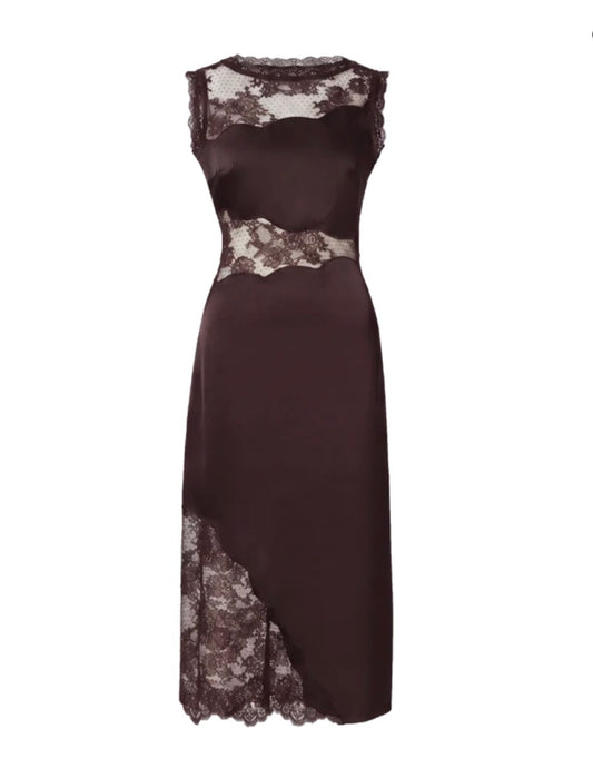 Desire Lace Trimmed Cut Out Midi Dress