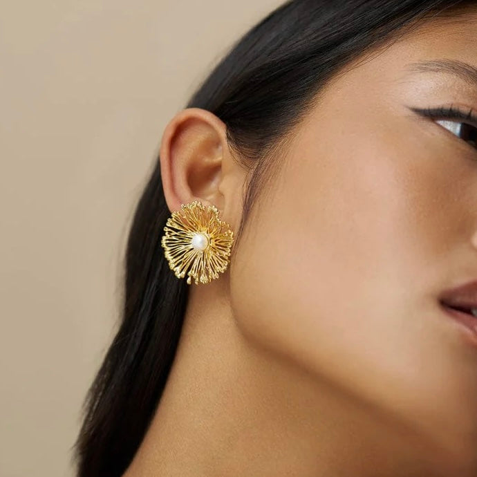 Statement Flower & Pearl Earrings