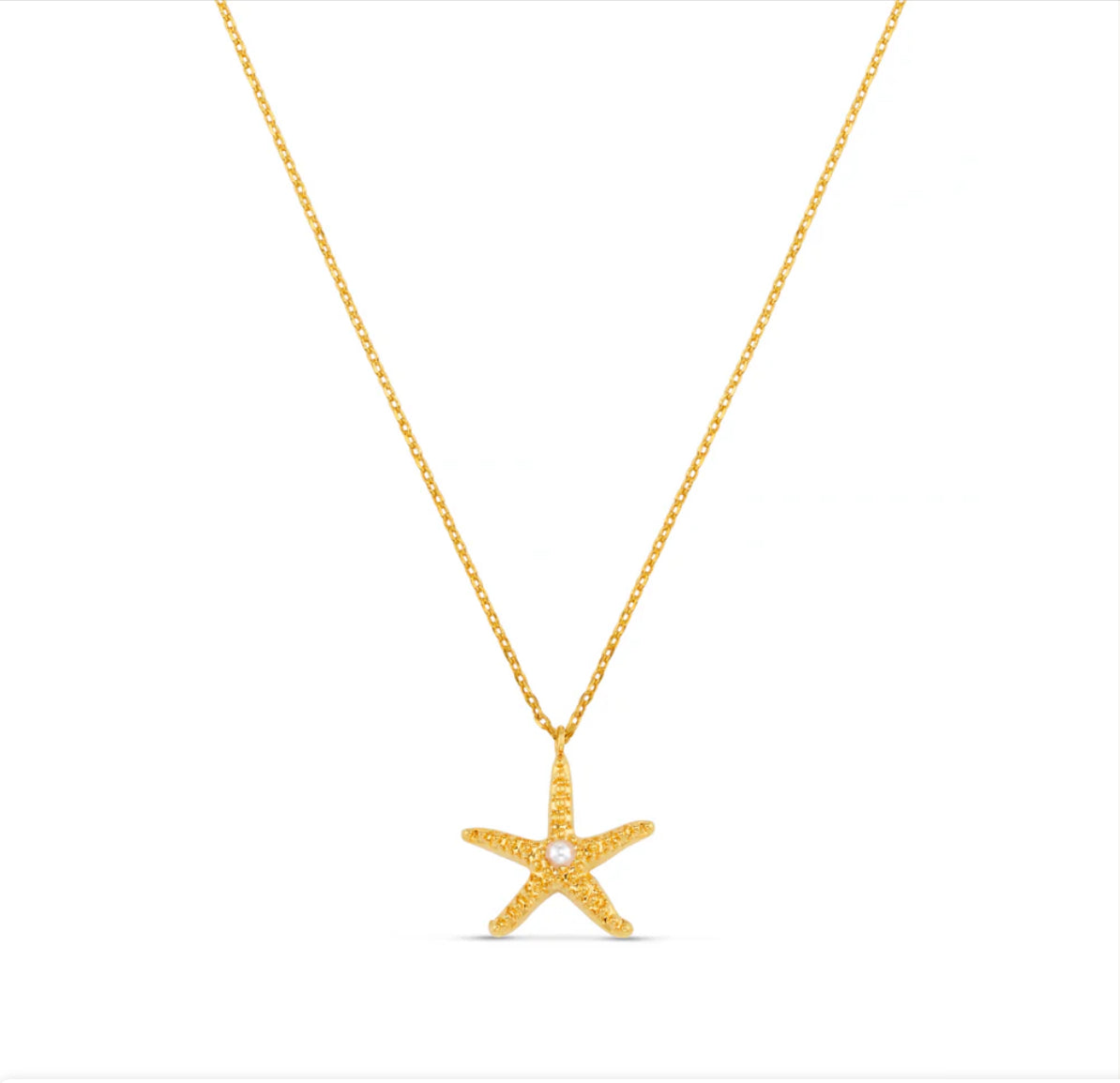 STARFISH AND PEARL CHARM NECKLACE